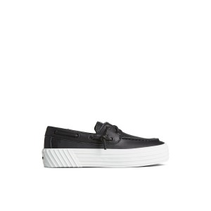 Black Sperry Bahama 2.0 Leather Platform Sneakers | 3106592-NU