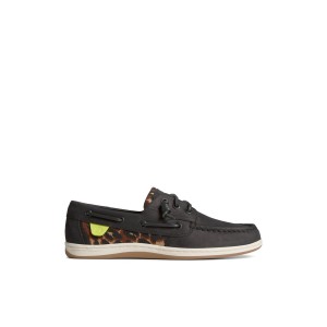 Black Sperry Songfish Cheetah Boat Shoes | 2689473-DC