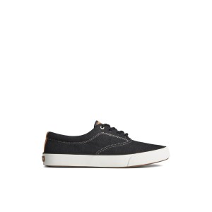 Black Sperry Striper II Slub Linen Sneakers | 4067985-QK