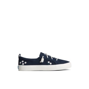 Navy Sperry Crest Vibe Floral Sneakers | 0589176-UG