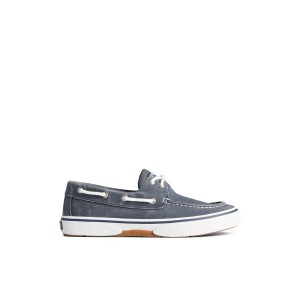 Navy Sperry Halyard 2-Eye Salt Washed Boat Shoes | 7385924-XK