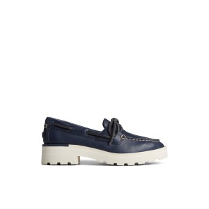 Navy Sperry Lug Boat Shoes | 2541976-TI