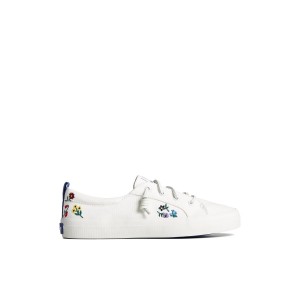 White Sperry Crest Vibe Floral Sneakers | 4621539-BN