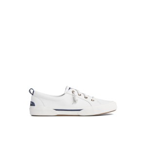 White Sperry Pier Wave LTT Leather Sneakers | 7560132-JY