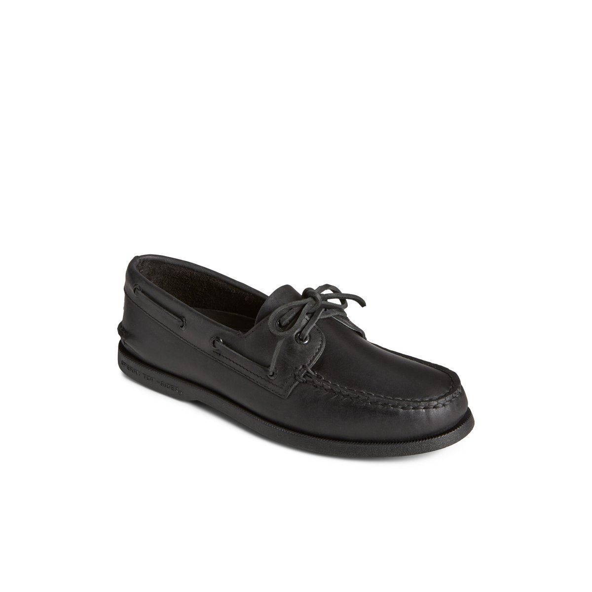 Black Leather Smooth Sperry Authentic Original™ Boat Shoes | 9217430-XR