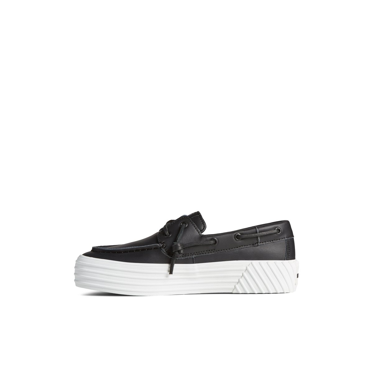 Black Sperry Bahama 2.0 Leather Platform Sneakers | 3106592-NU