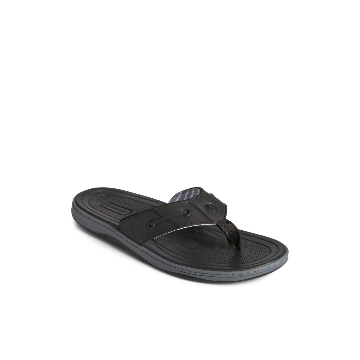 Black Sperry Baitfish Leather Flip Flop | 3961247-VB