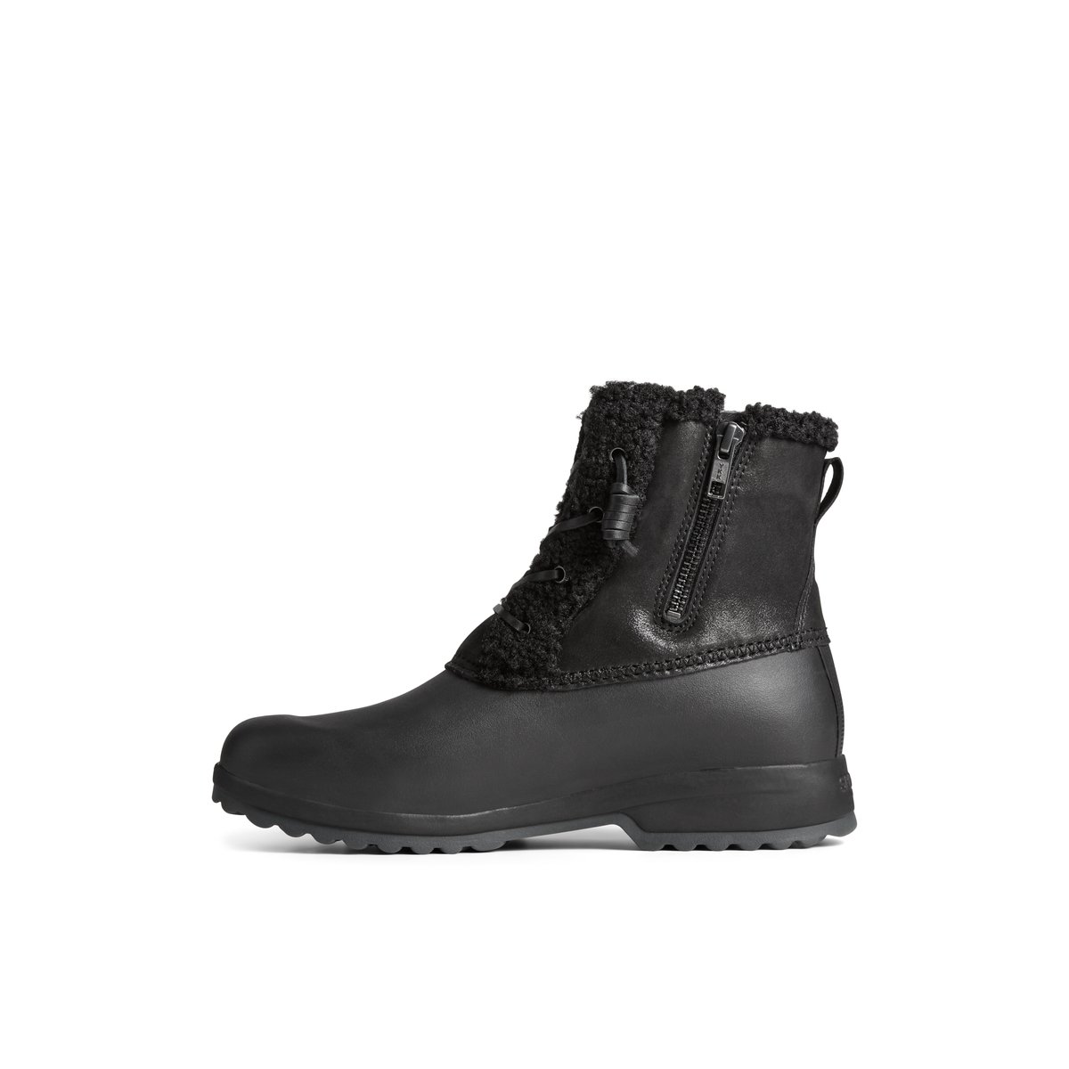 Black Sperry Maritime Repel Teddy Trim Snow Boots | 3169427-JO