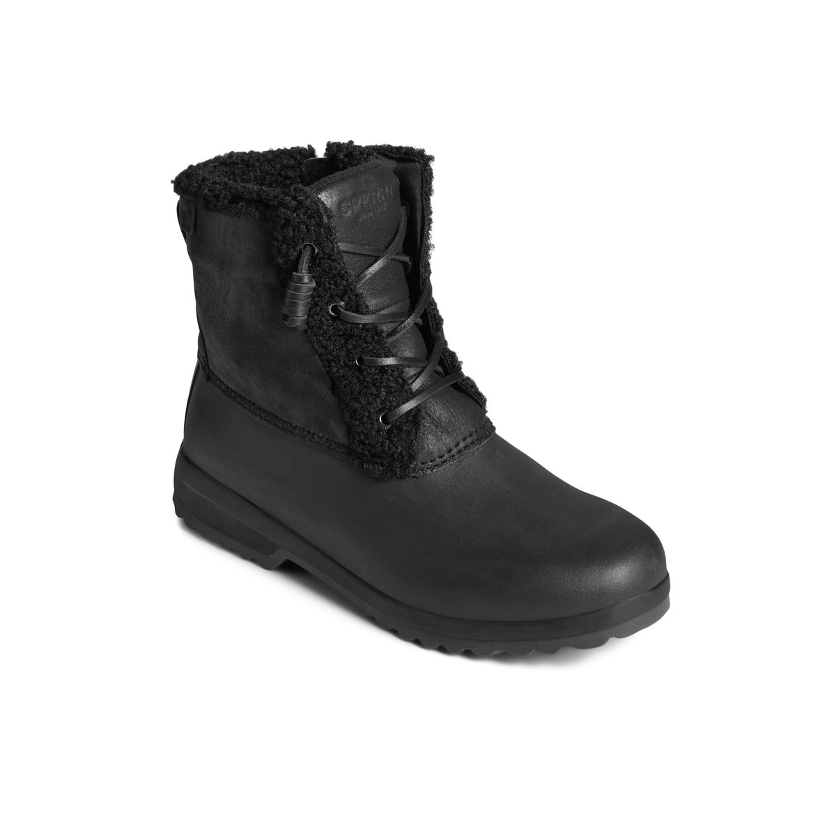 Black Sperry Maritime Repel Teddy Trim Snow Boots | 3169427-JO