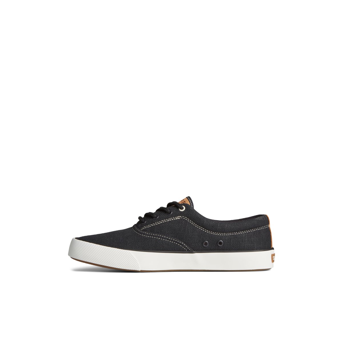 Black Sperry Striper II Slub Linen Sneakers | 4067985-QK