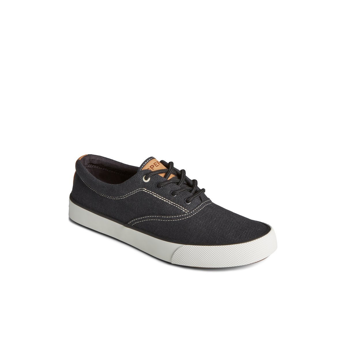 Black Sperry Striper II Slub Linen Sneakers | 4067985-QK