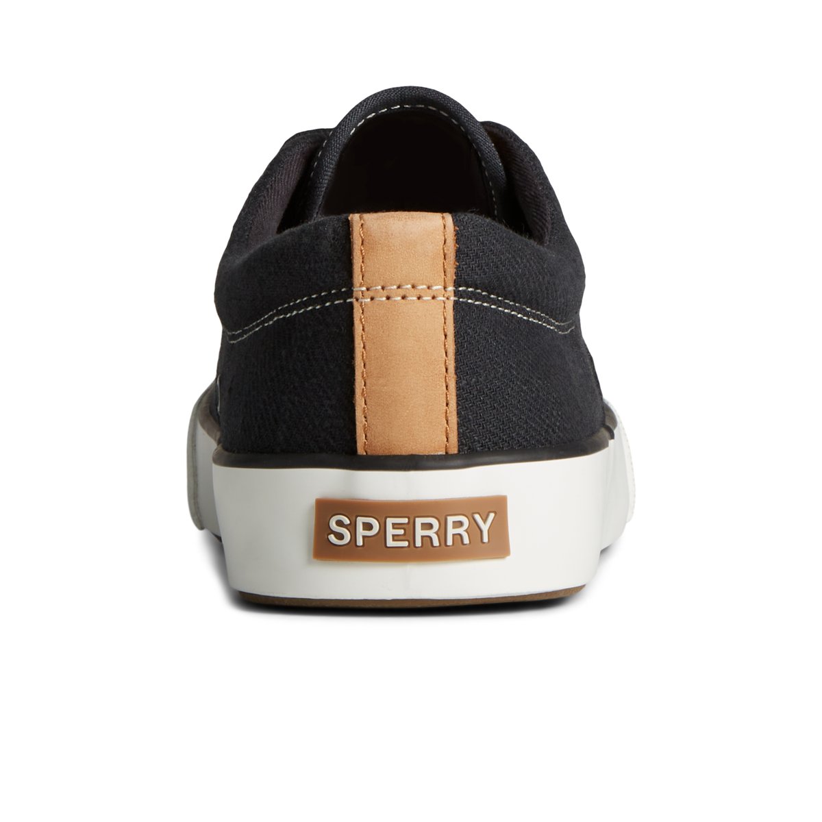 Black Sperry Striper II Slub Linen Sneakers | 4067985-QK