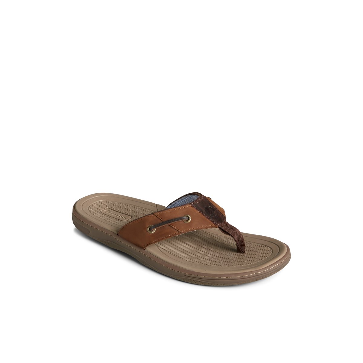 Brown Leather Mixed Material Sperry Baitfish Leather Flip Flop | 2871946-XI