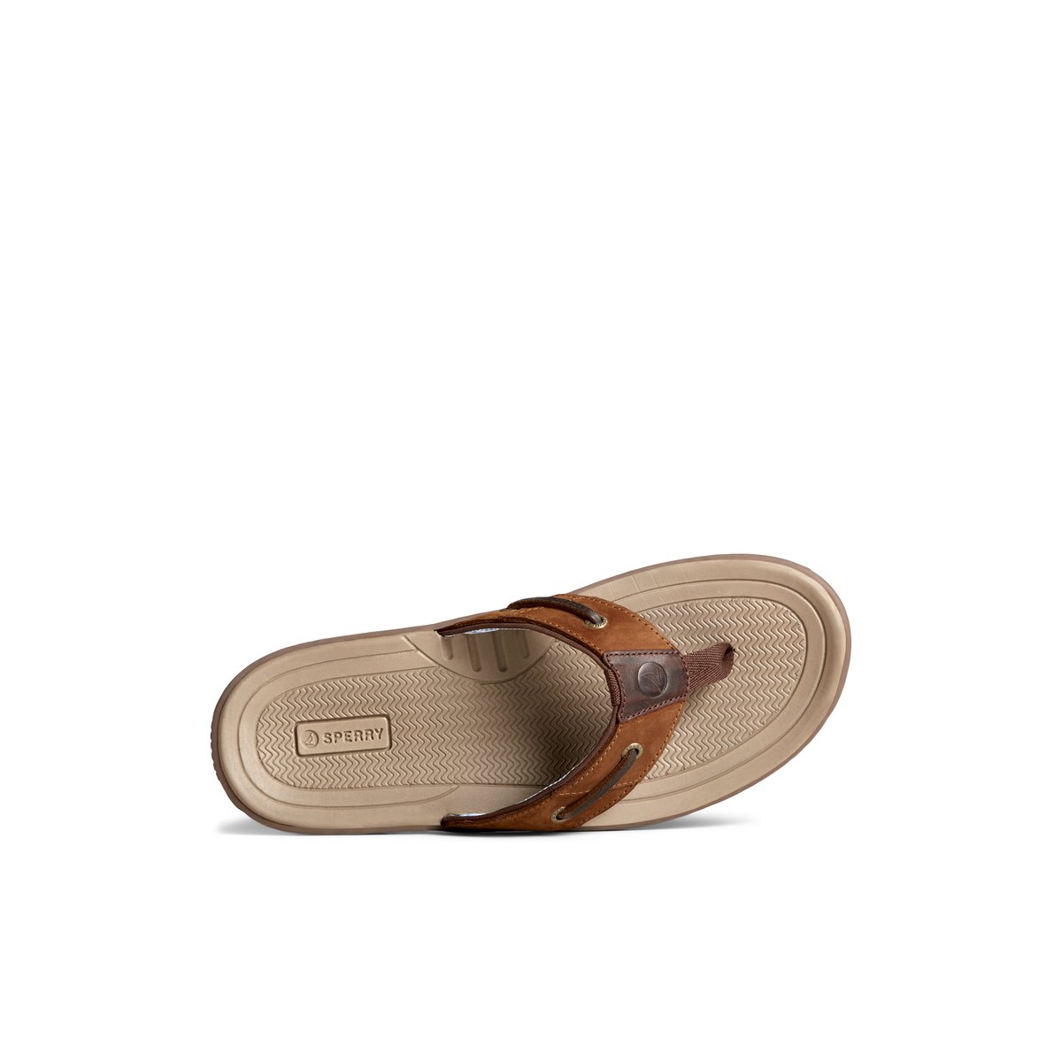 Brown Leather Mixed Material Sperry Baitfish Leather Flip Flop | 2871946-XI