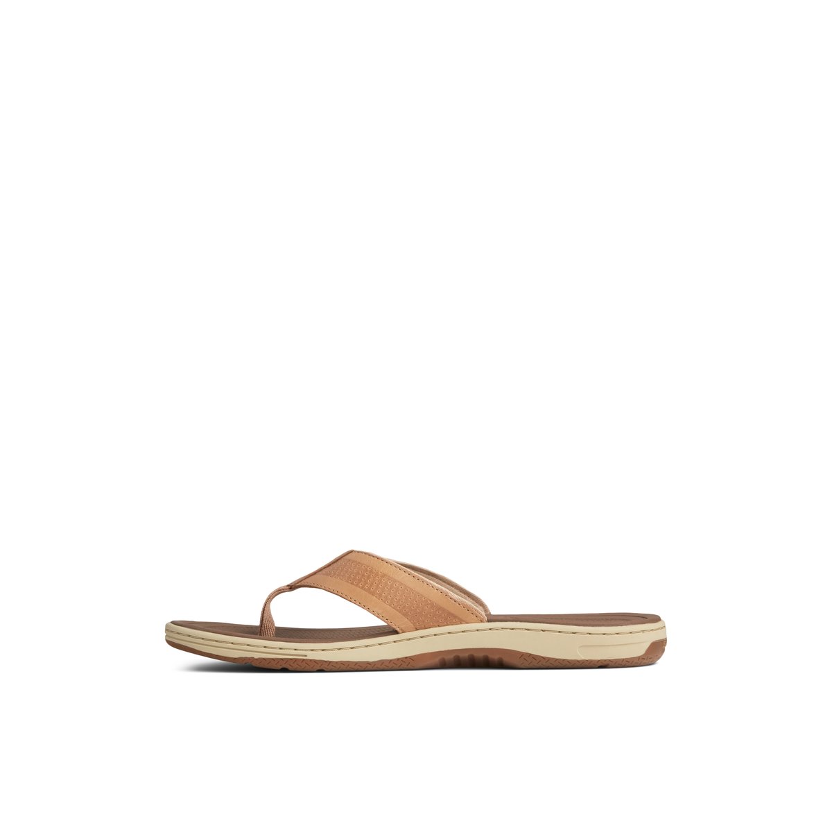 Brown Leather Mixed Material Sperry Havasu Perf Flip Flop | 9420367-XA