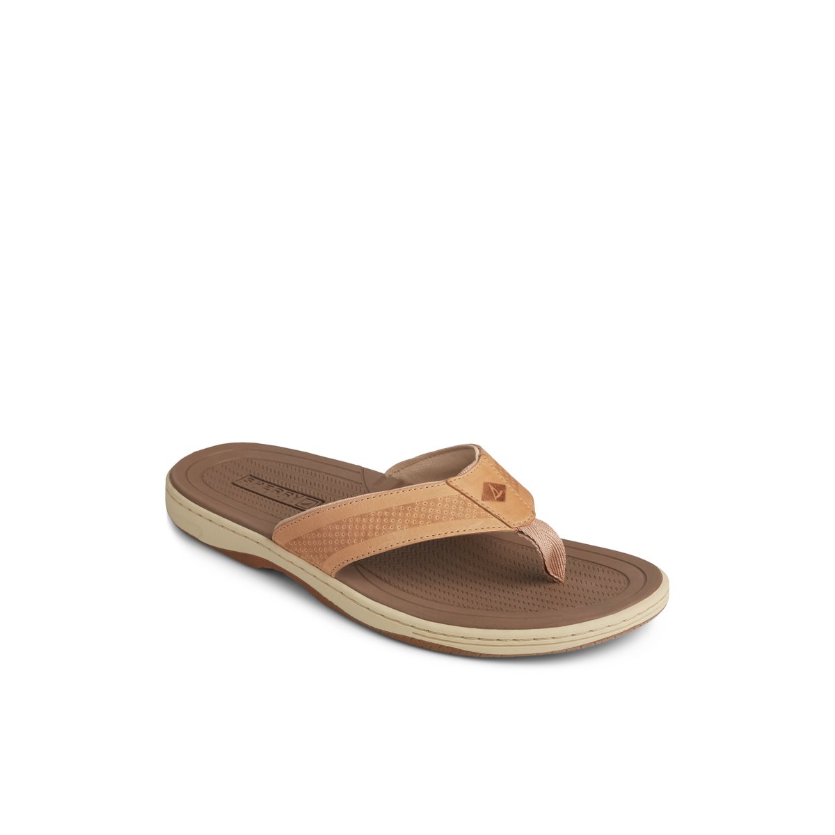 Brown Leather Mixed Material Sperry Havasu Perf Flip Flop | 9420367-XA