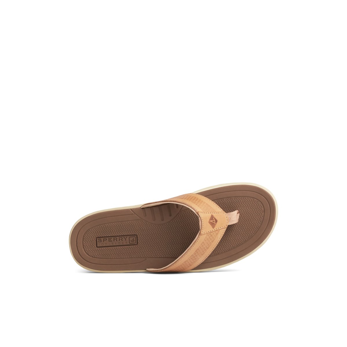 Brown Leather Mixed Material Sperry Havasu Perf Flip Flop | 9420367-XA