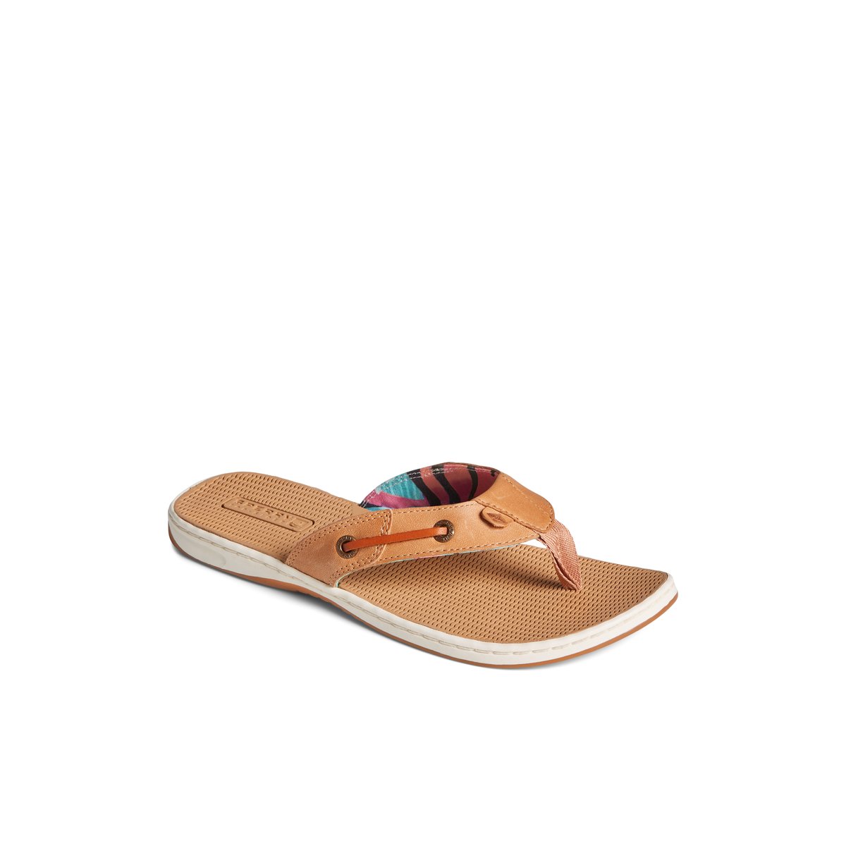 Medium Beige Sperry Seafish Leather Flip Flop | 7650328-PZ