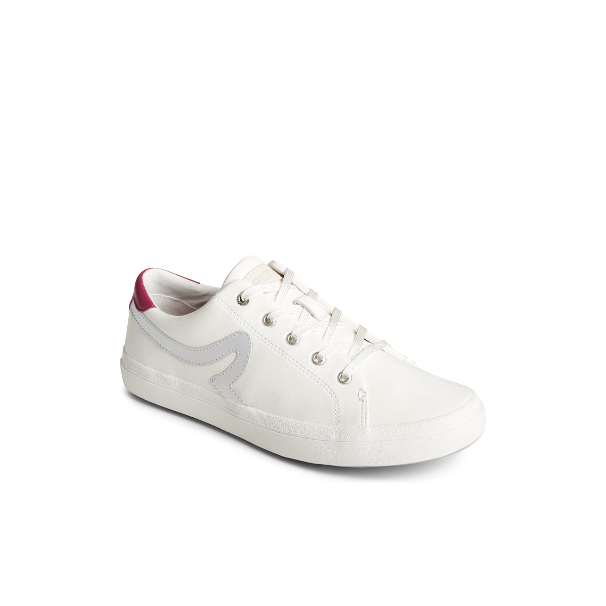 White Leather Satin Sperry Sandy Leather Metallic Sneakers | 3896752-BJ