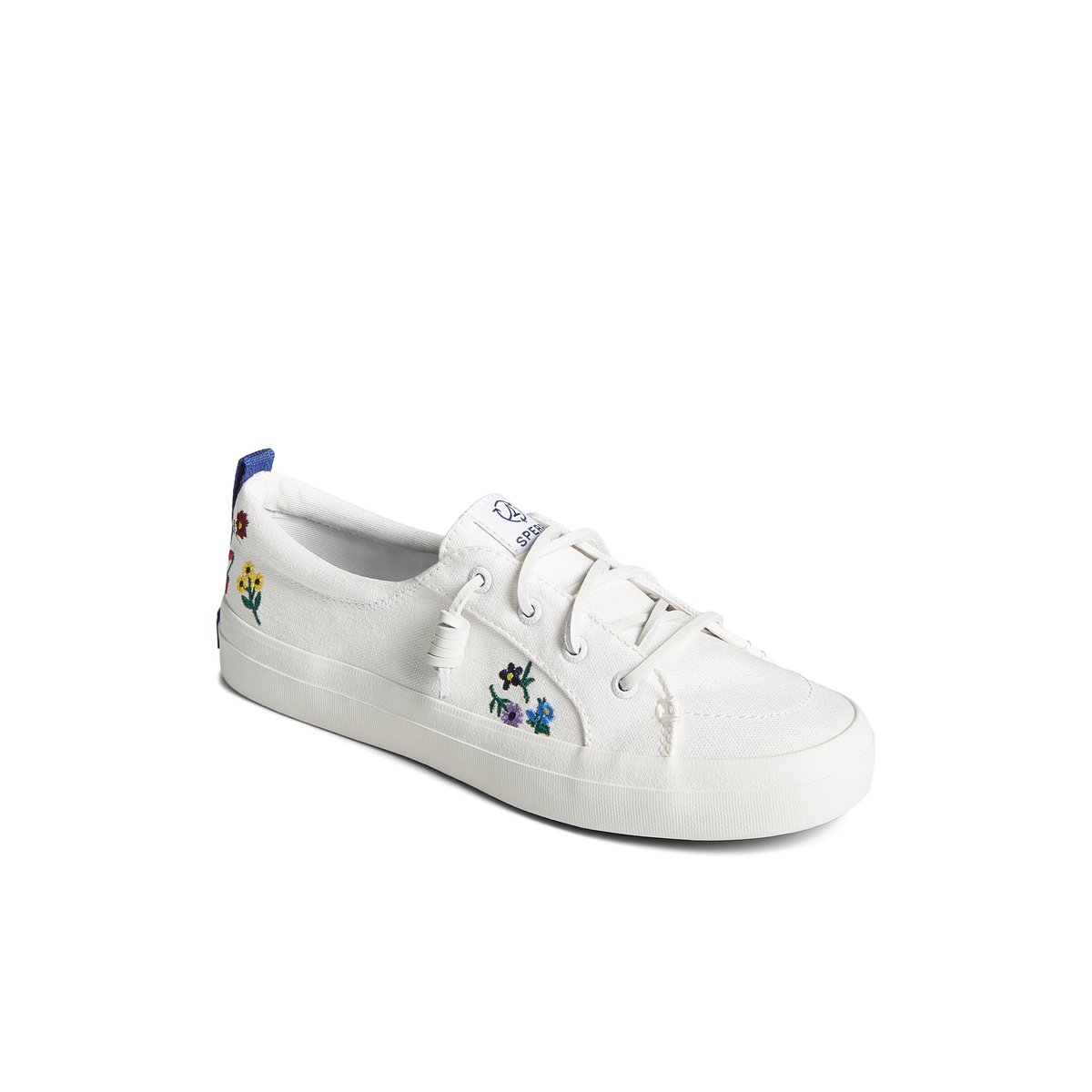 White Sperry Crest Vibe Floral Sneakers | 4621539-BN