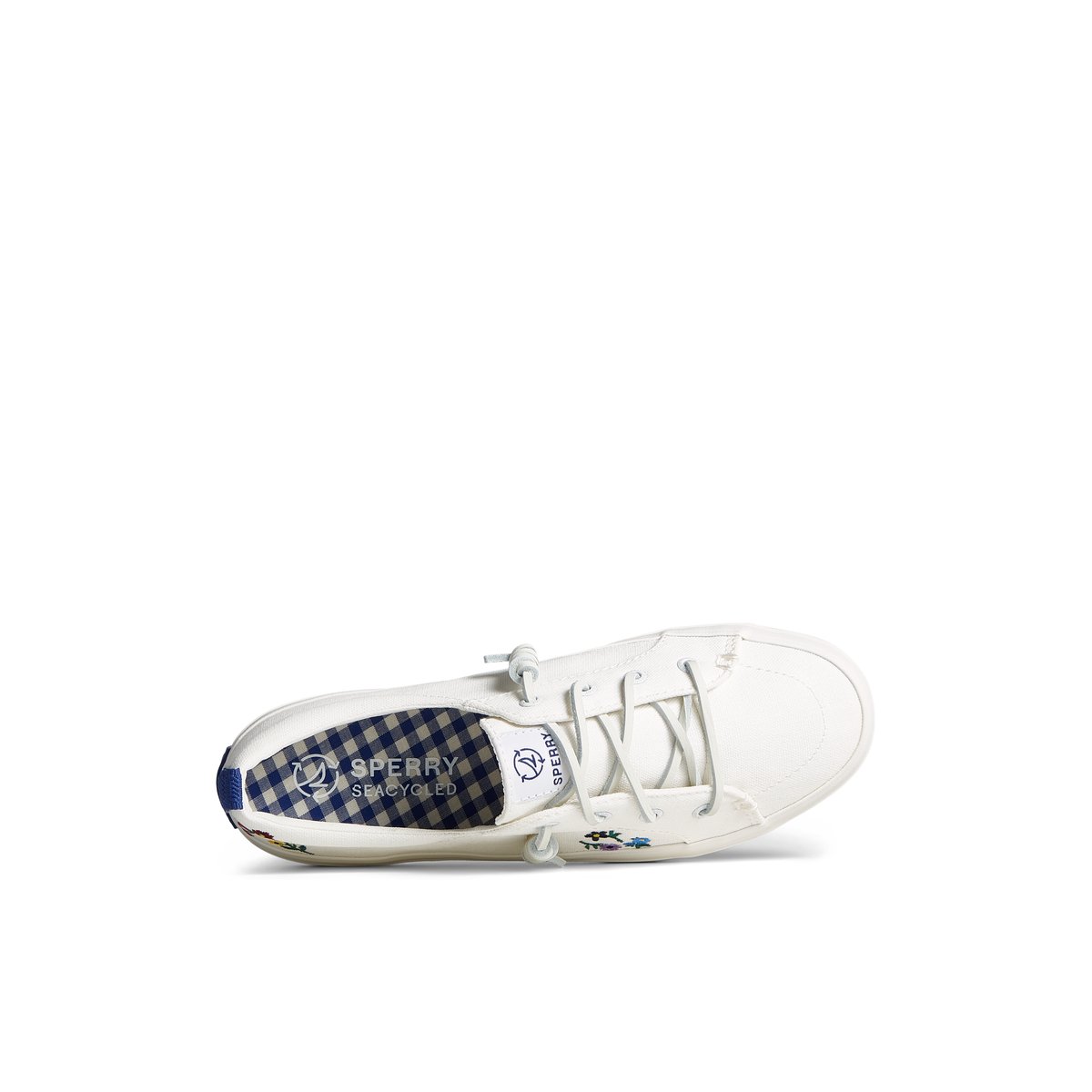 White Sperry Crest Vibe Floral Sneakers | 4621539-BN