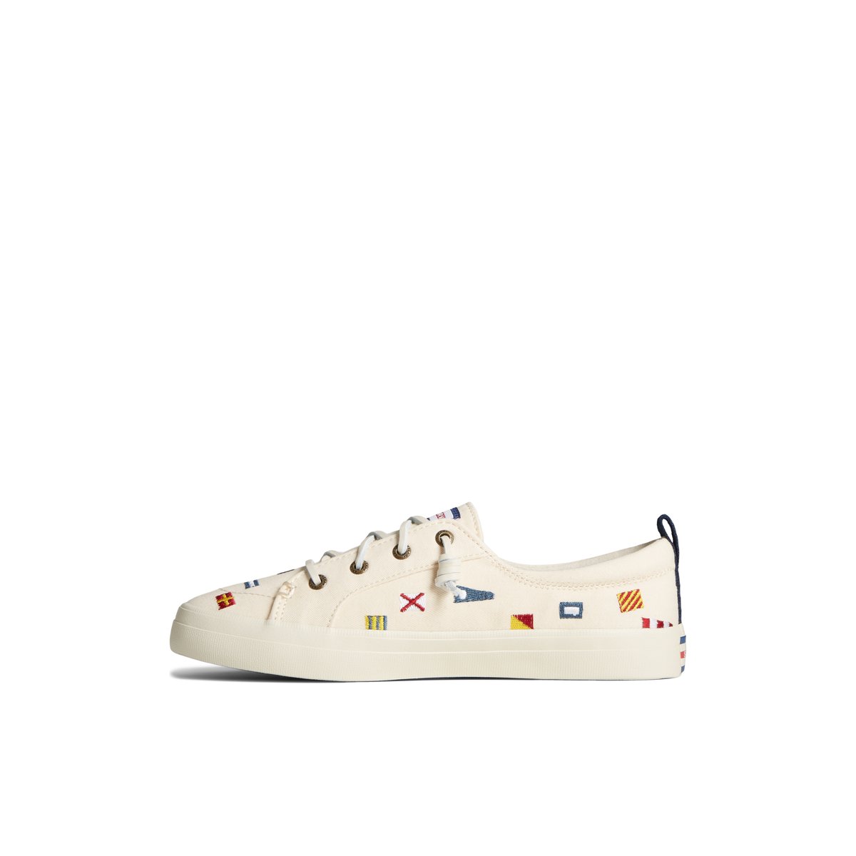 White Sperry Crest Vibe Nautical Flag Sneakers | 3609825-FK