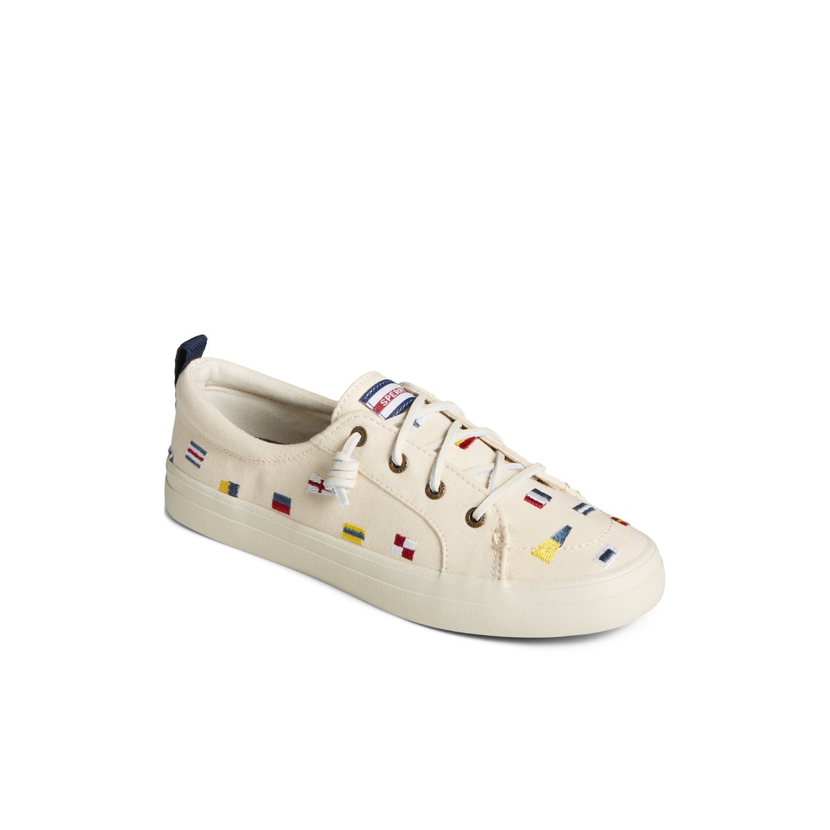 White Sperry Crest Vibe Nautical Flag Sneakers | 3609825-FK