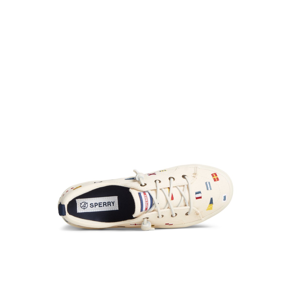 White Sperry Crest Vibe Nautical Flag Sneakers | 3609825-FK