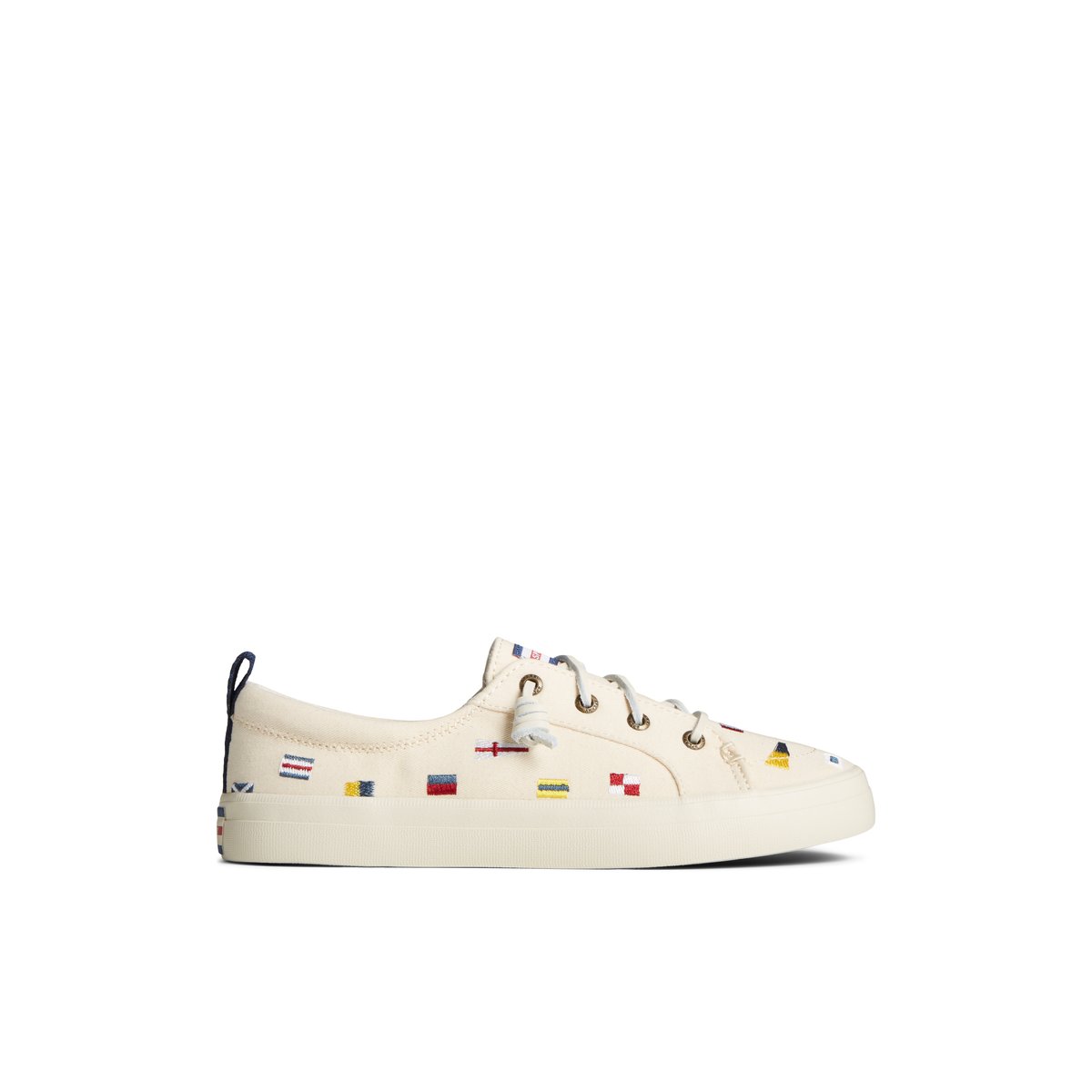 White Sperry Crest Vibe Nautical Flag Sneakers | 3609825-FK