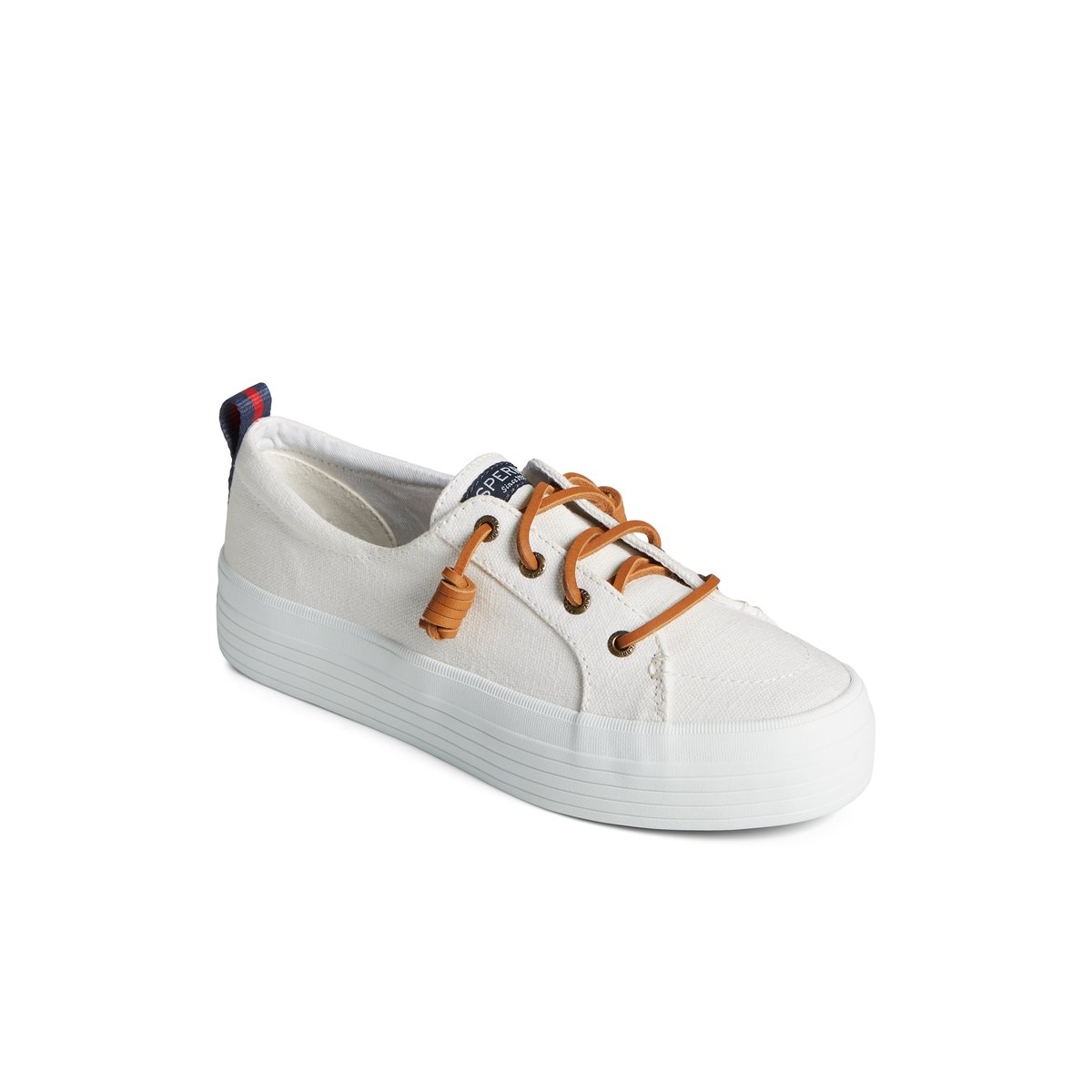 White Textile Canvas Sperry Crest Triple Sneakers | 7842095-IJ