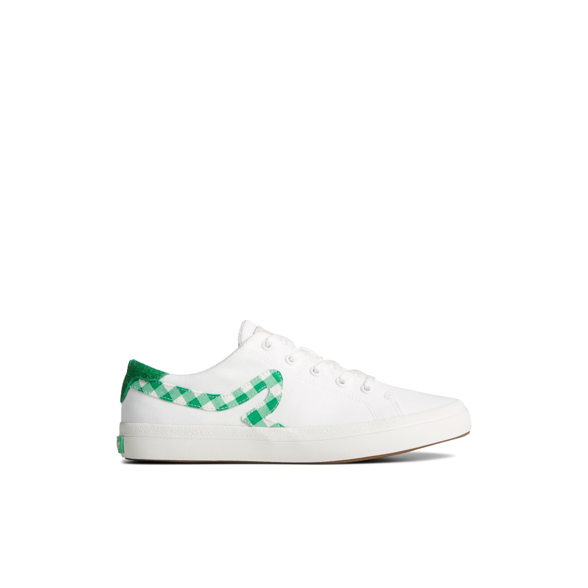 White Textile Canvas Sperry Sandy Gingham Sneakers | 0862943-ZA