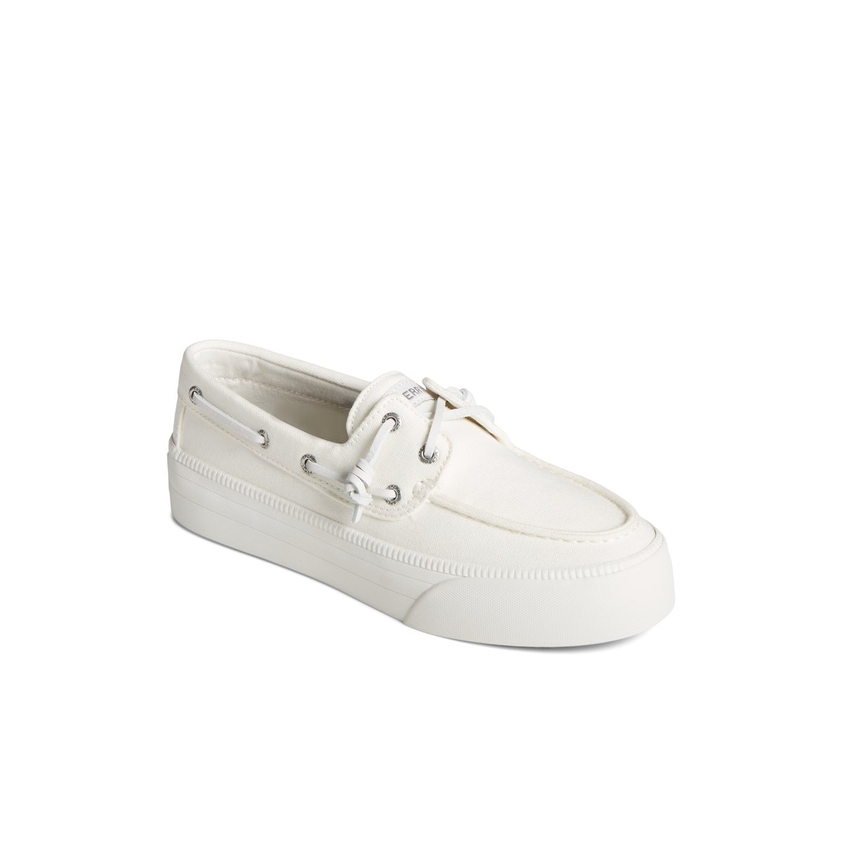 White Textile Woven Sperry Bahama 3.0 Platform Sneakers | 0529413-NT