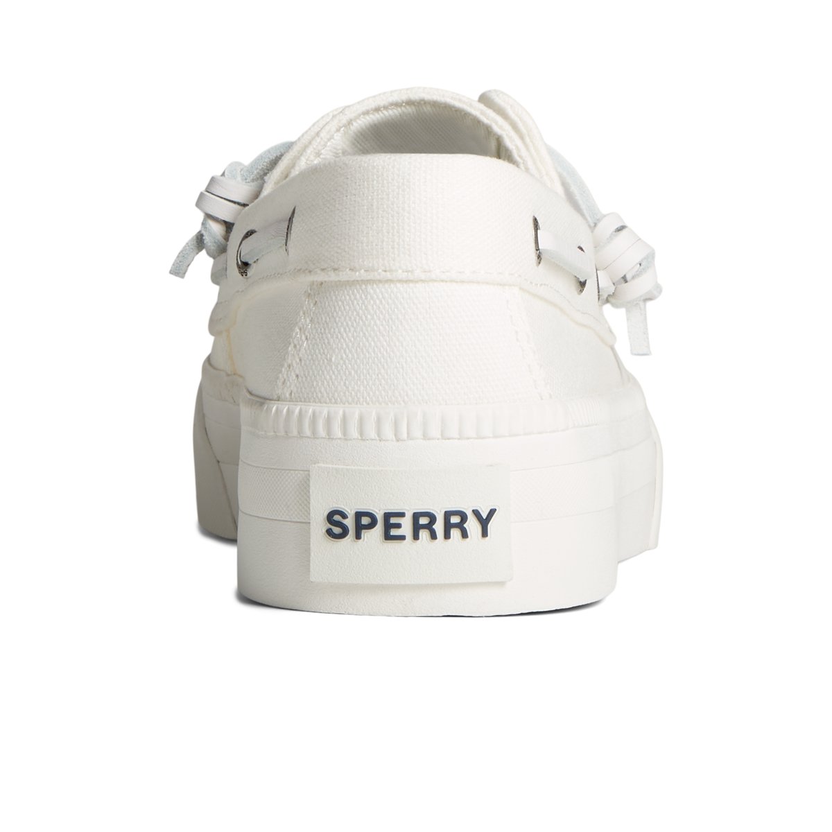 White Textile Woven Sperry Bahama 3.0 Platform Sneakers | 0529413-NT